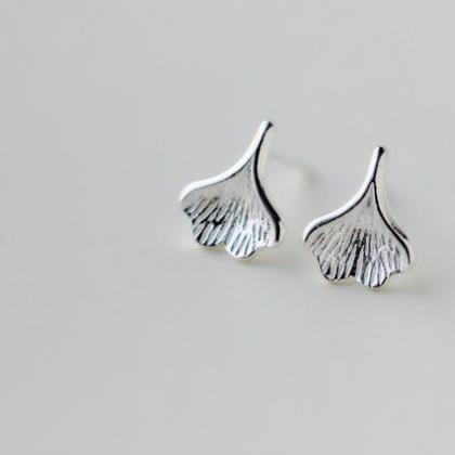 Leaf Sterling Silver Stud Earrings, Phoenix Tree..