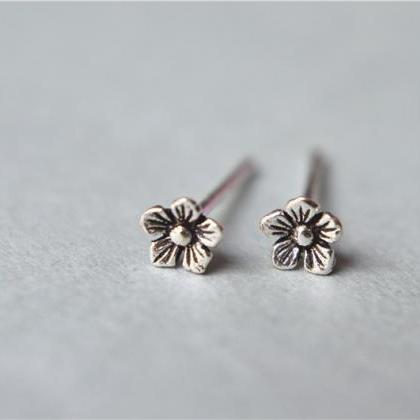 Super Mini Flower Sterling Silver Stud Earrings,..