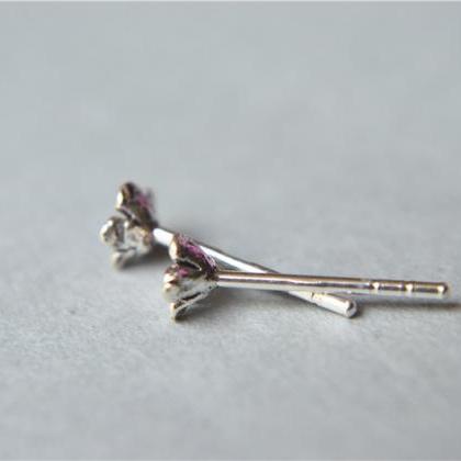 Super Mini Flower Sterling Silver Stud Earrings,..