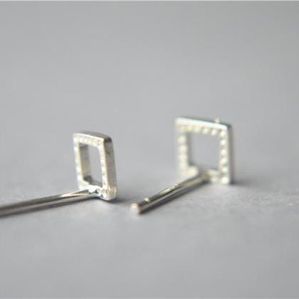 Tiny Square Sterling Silver Stud Earring, Small..