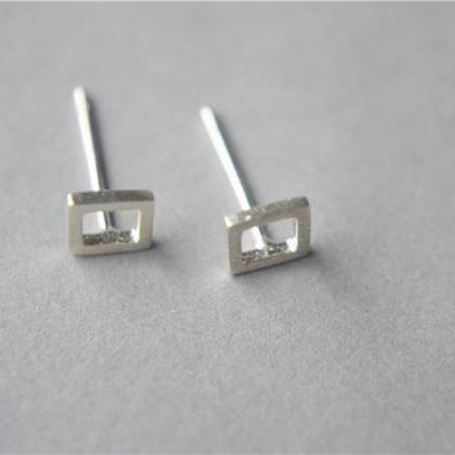 Tiny Square Sterling Silver Stud Earring, Small..