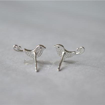 Bird Stud Earrings, 925 Sterling Silver Made,..