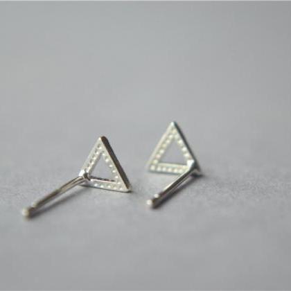 Tiny Triangle Sterling Silver Stud Earring, Small..