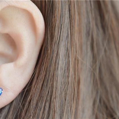 Blue Heart Stud Earrings, Natural Resin Cover,..