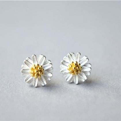 Flower Sterling Silver Stud Earrings,..