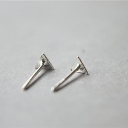 Sanded Surface Triangle Stud Earrings, Minimalist..