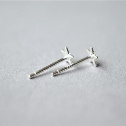 Silver Star Stud Earrings, Tiny Thin Pieces,..