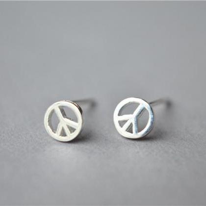 Simple 925 Sterling Silver Stud Earrings, Antiwar..