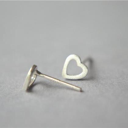 Tiny Mini Small Sterling Silver Heart Stud..