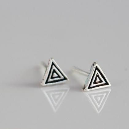 Mini Triangle Stud Earrings, Small Black Studs..