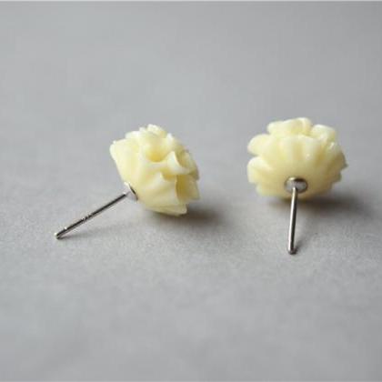 White Flower Sterling Silver Stud Earrings,..