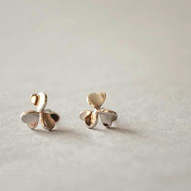Clover Silver Stud Earrings, Sterling Silver Made,..