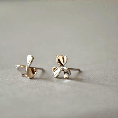 Clover Silver Stud Earrings, Sterling Silver Made,..