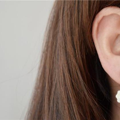 Flower Stud Earrings Ear Jackets, 925 Sterling..