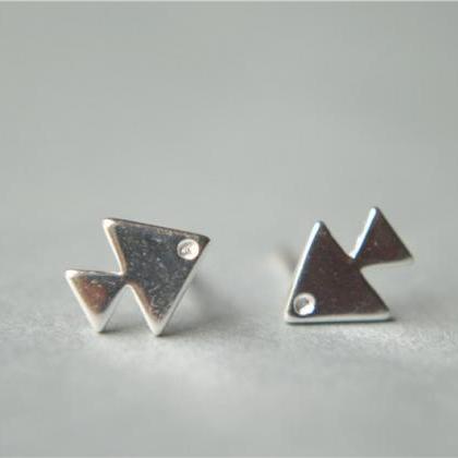 Small Fish Sterling Silver Stud Earrings, 925..