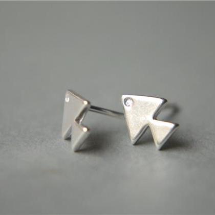 Small Fish Sterling Silver Stud Earrings, 925..