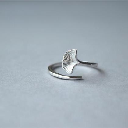 Silver Leaf Ring, 925 Sterling Silver Leaf Ring,..
