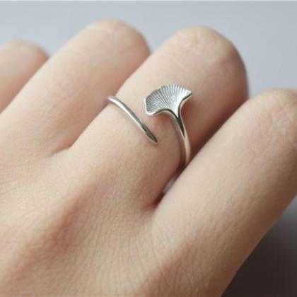 Silver Leaf Ring, 925 Sterling Silver Leaf Ring,..