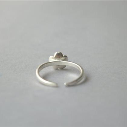 Silver Flower Ring, Gold Flower Heart Ring, 925..