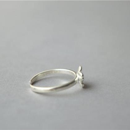 Silver Flower Ring, Gold Flower Heart Ring, 925..