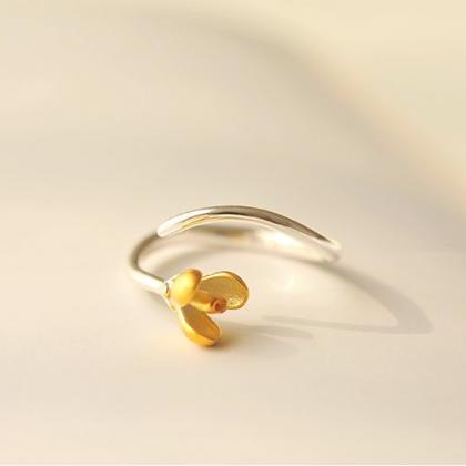 Sterling Silver Tulip Flower Ring, 14k Gold Plated..