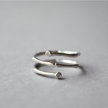 Silver Knuckle Ring, Bamboo Knuckle Ring, Midi..