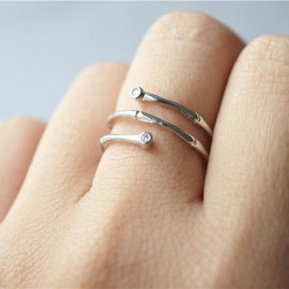 Silver Knuckle Ring, Bamboo Knuckle Ring, Midi..