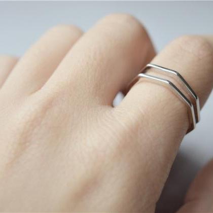 Minimalist Geometrical 925 Sterling Silver Ring,..