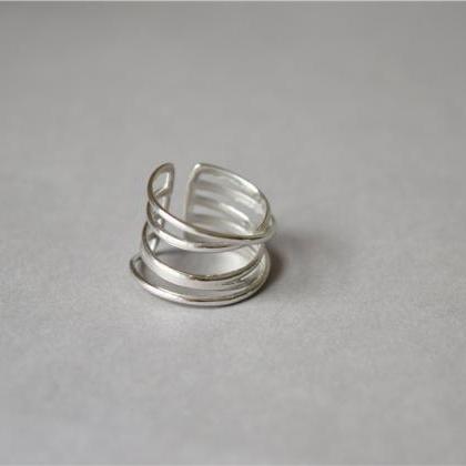 Minimalist Geometrical 925 Sterling Silver Ring,..