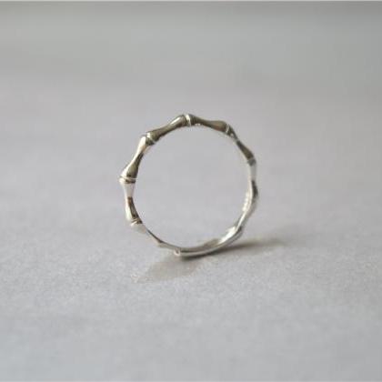 Thin 925 Sterling Silver Knuckle Ring, Bamboo..