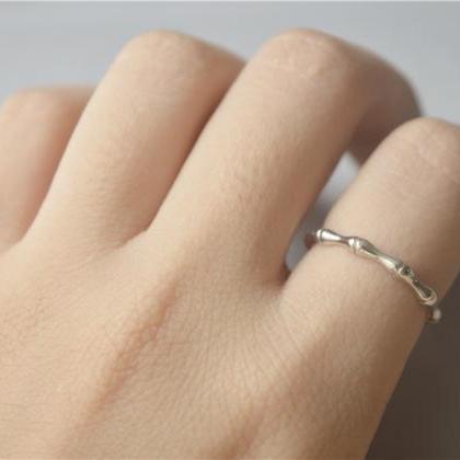 Thin 925 Sterling Silver Knuckle Ring, Bamboo..