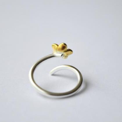 Silver Flower Ring, Gold Flowerring, 925 Sterling..