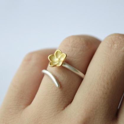 Silver Flower Ring, Gold Flowerring, 925 Sterling..