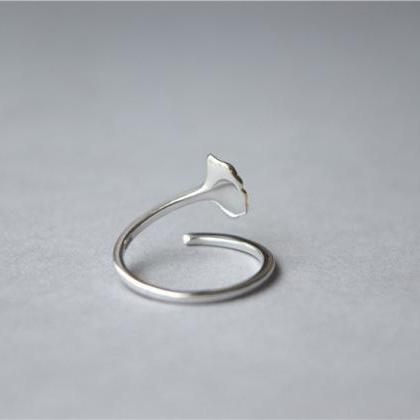 Gold Leaf Ring, 925 Sterling Silver Leaf Ring,..