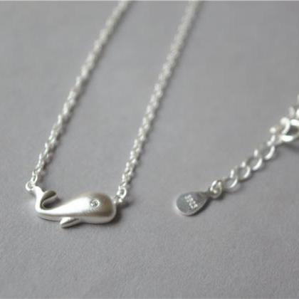 Whale Necklace, 925 Sterling Silver Necklace,..