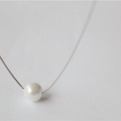 Pearl Necklace, Tiny Pearl Necklace, Sterling..