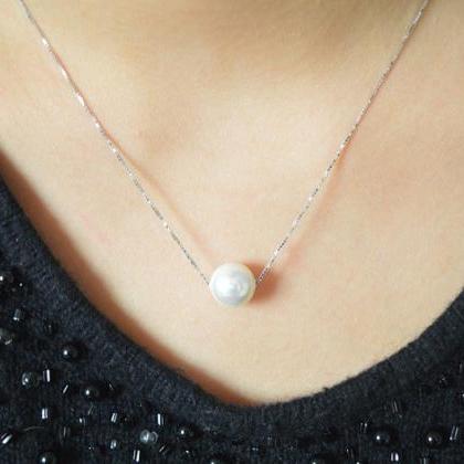 Pearl Necklace, Tiny Pearl Necklace, Sterling..