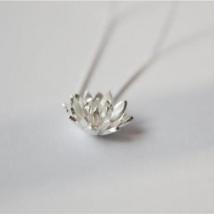 Sterling Silver Lotus Necklace, 925 Sterling..