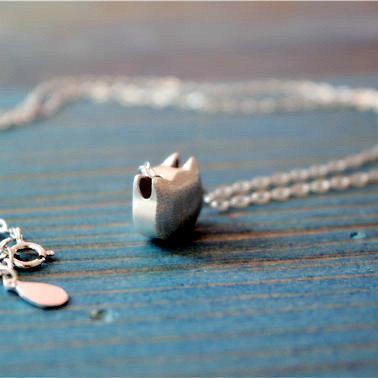 Silver Cat Necklace, 925 Sterling Silver Necklace,..