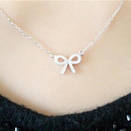 Bow Necklace, Sterling Silver Made, Decorated With..