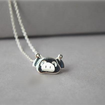 Pig Necklace, 925 Sterling Silver Necklace, Pig..