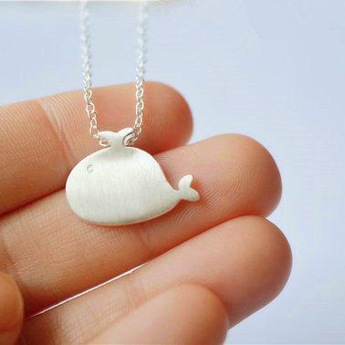 Silver Cute Whale Necklace, Thin Chain Necklace,..
