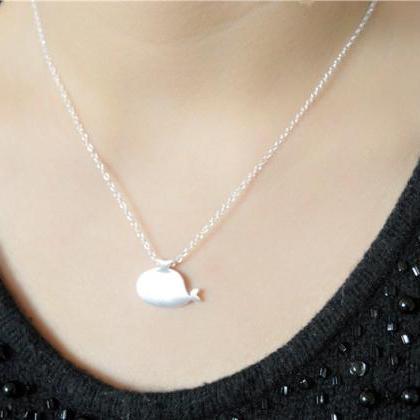 Silver Cute Whale Necklace, Thin Chain Necklace,..