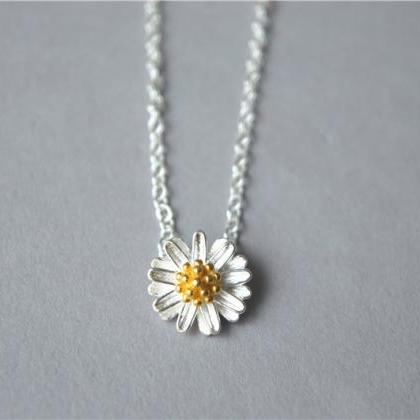 Flower Necklace, Sterling Silver Necklace,..