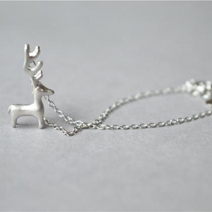 Silver Deer Reindeer Bracelet, 925 Sterling Silver..