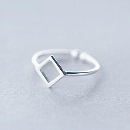 Tilted Square Sterling Silver Adjustable Ring..