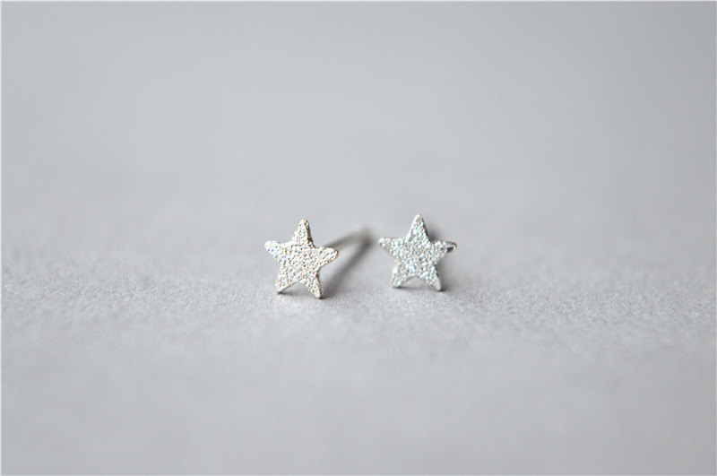 Silver Star Stud Earrings, Tiny Thin Pieces, Perfect For Daily Wear, 925 Sterling Silver Made (d76)