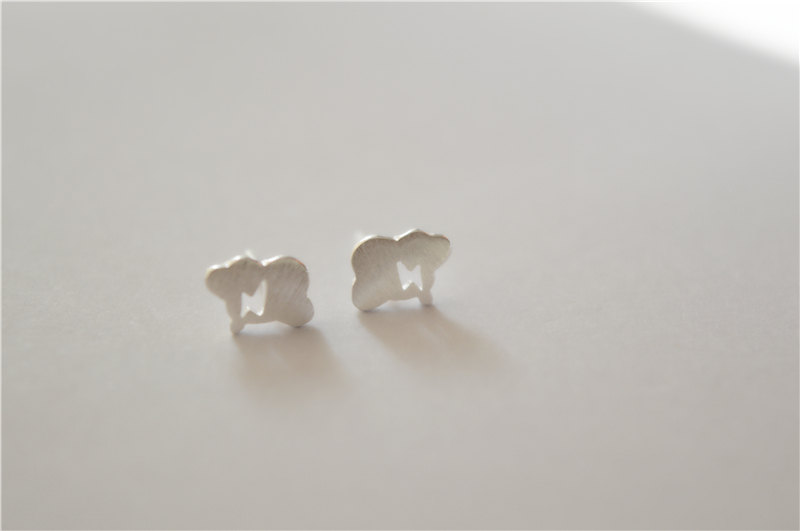 Tiny Sterling Silver Stud Earring, Cute Daity Pair, Cloud And Lightning Shape（d202）