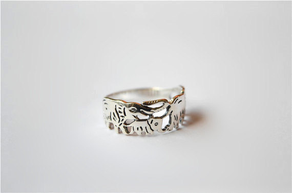 Vintage Elephant Ring, Sterling Silver Ring, Chunky Ring, Hollow-out Ring (jz7)