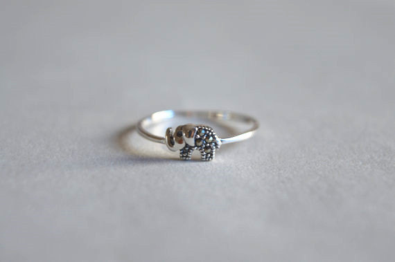 Sterling Sterling Tiny Elephant Band Ring